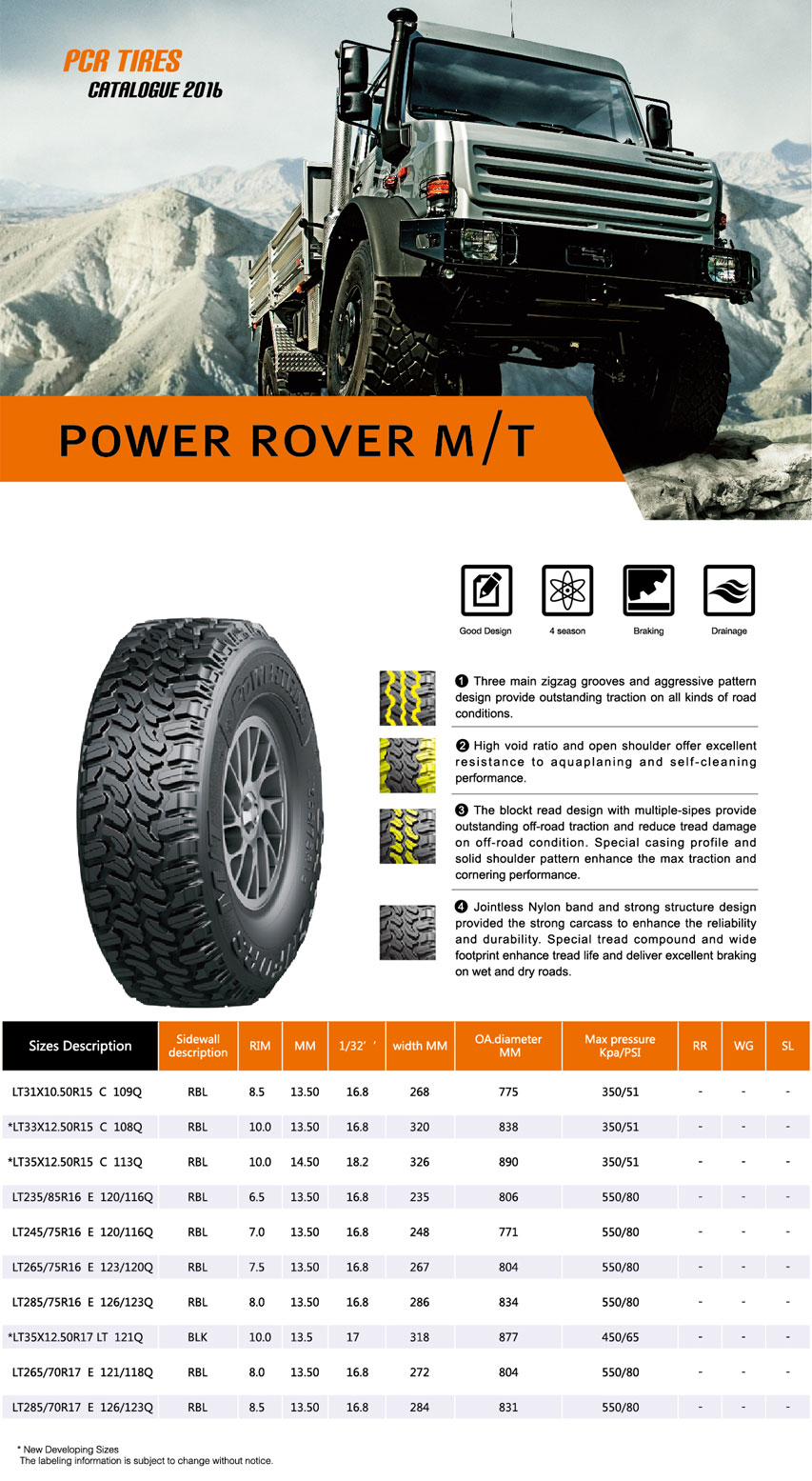 Легковая шина летняя Powertrac PowerRover M-T 285/70 R17 121/118Q , фото 2