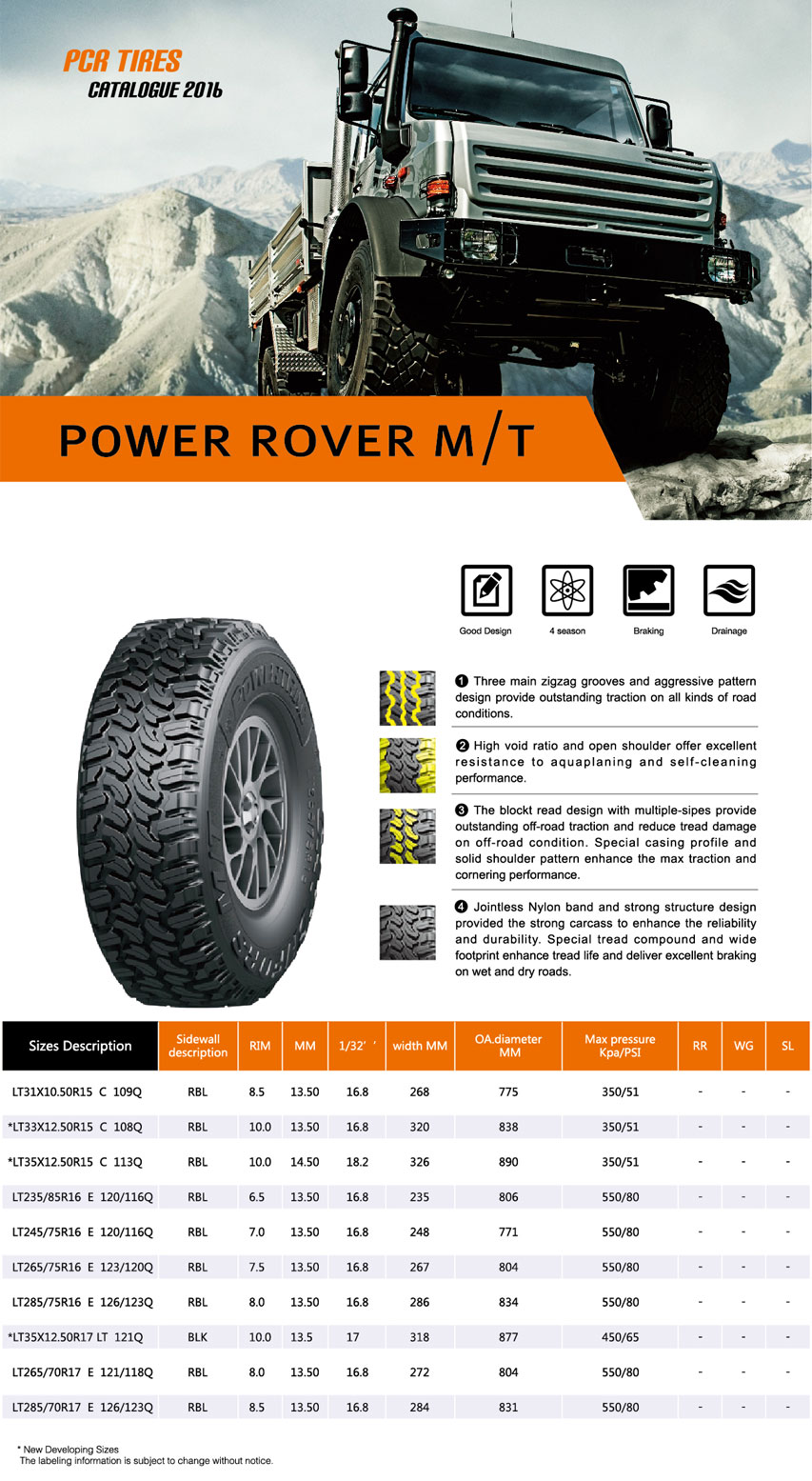 LT265/70R17 118/112Q POWERTRAC POWERROVER M/T, фото 2